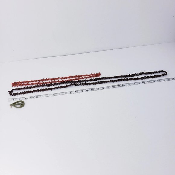 Vintage Necklace Lot Red Branch Coral & Appleseed Necklace, Peace Sign Charm - Picture 9 of 9
